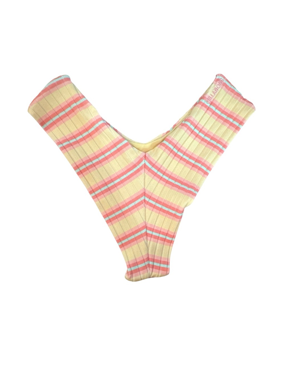 Billabong Striped Ribbed Cheeky Bikini Bottom - Pastel Yellow, Pink & Blue Beach